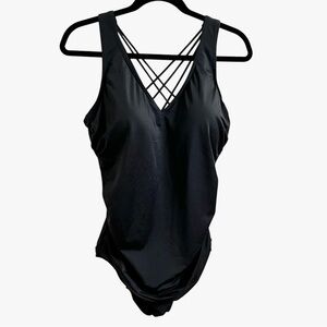 Dreamsuit by Miracle Brands Slimming Flattering One-Piece Swimsuit Black 18W